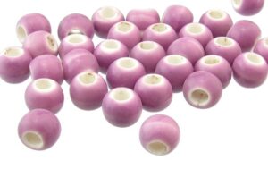 glazed ceramic large hole beads for macrame purple