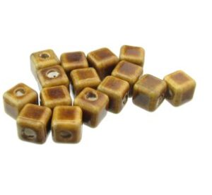 brown ceramic cube beads