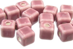 Pink Cube ceramic beads