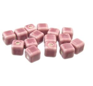 Pink Cube ceramic beads