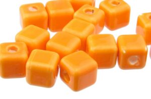 orange ceramic cube beads