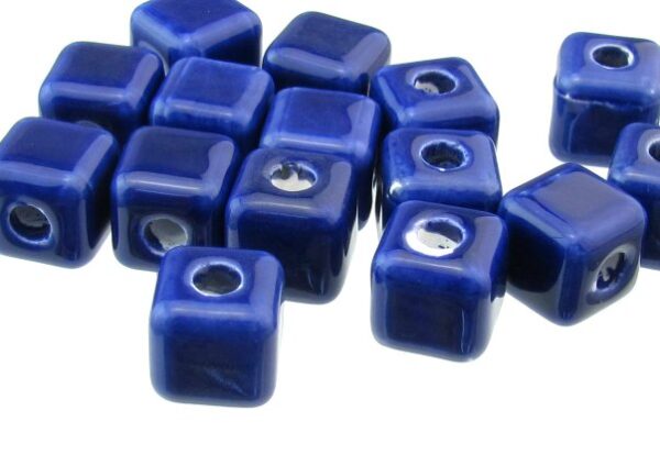 royal blue cube ceramic beads