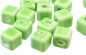 lime green macrame ceramic beads