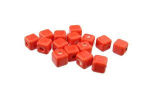 red ceramic cube beads