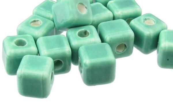 mint green ceramic cube beads for macrame