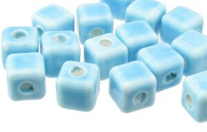 blue ceramic cube beads