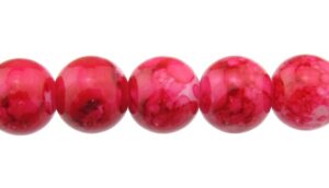 deep pink marble glass beads 8mm
