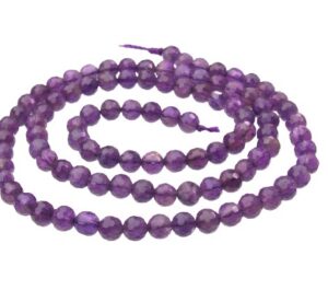 amethyst faceted 4mm round gemstone beads