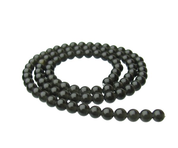 black obsidian 4mm round gemstone beads
