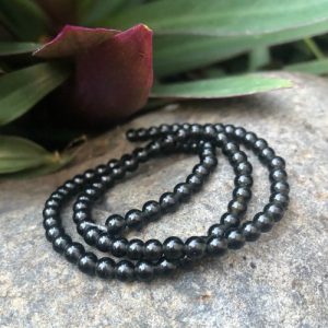 black obsidian 4mm round gemstone beads