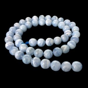 blue lace agate 8mm round gemstone beads