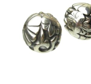 large silver chunky flower beads