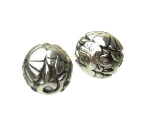 large silver chunky flower beads