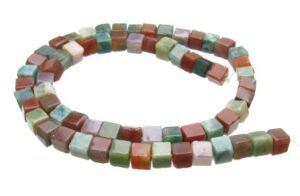 Fancy Jasper Gemstone Cube Beads