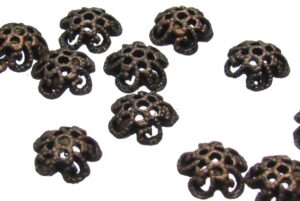 Red Bronze Filigree bead caps