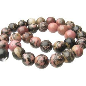 rhodonite 12mm round gemstone beads australia