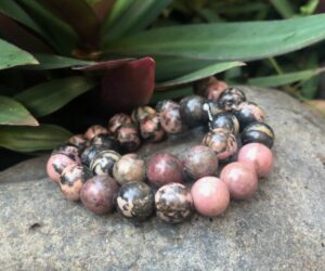 rhodonite 12mm round gemstone beads australia