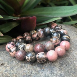 rhodonite 12mm round gemstone beads australia