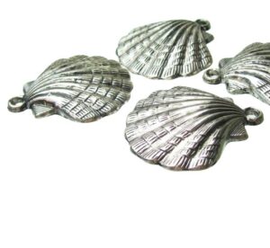 silver coated plastic large shell beads ccb