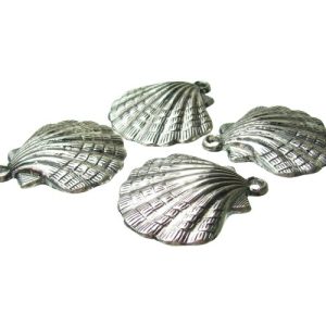 silver coated plastic large shell beads ccb