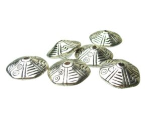 silver plastic aztec saucer spacer beads