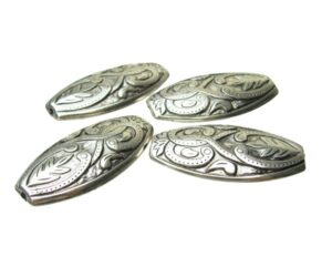 silver large oval feature beads