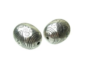 silver large oval beads