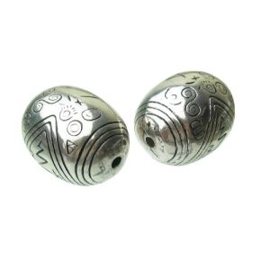 silver large oval beads