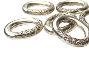 large silver connector oval ring beads