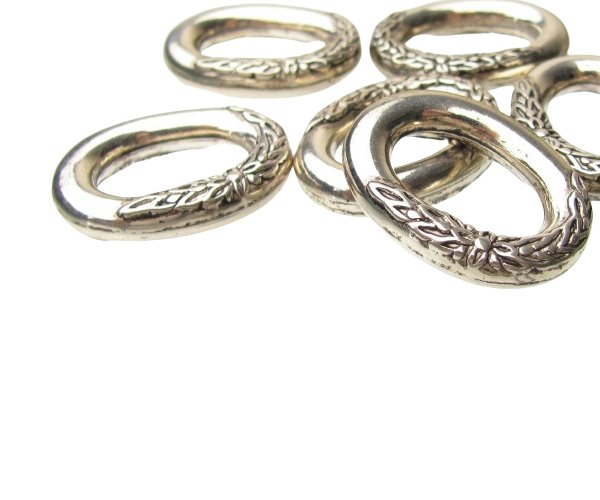 large silver connector oval ring beads
