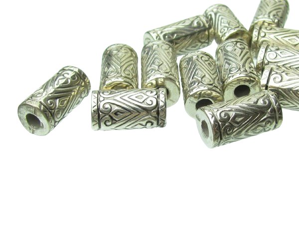 silver coated plastic tube spacer beads