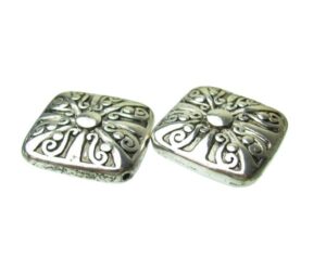 silver large square beads