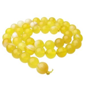 yellow agate 8mm round gemstone beads