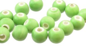 green ceramic round beads