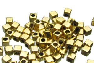 3mm gold cube beads