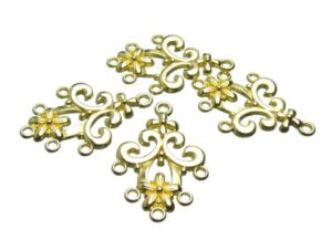 Gold Flower Chandelier Earrings