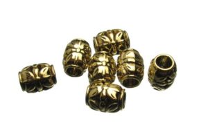 Gold Flower Barrel Beads