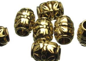 Gold Flower Barrel Beads