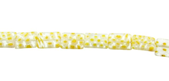 yellow rectangle millefiori glass beads