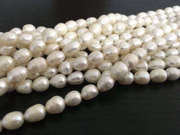 white chunky rice freshwater pearls 10mm