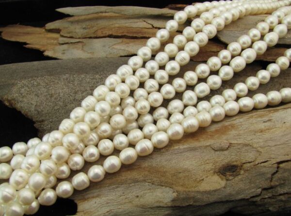 white ringed potato natural freshwater pearls australia beads