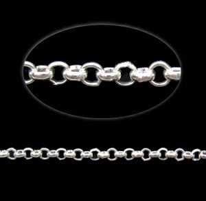 Bright Silver Toned Fine Belcher Chain - 2.5mm [per metre]