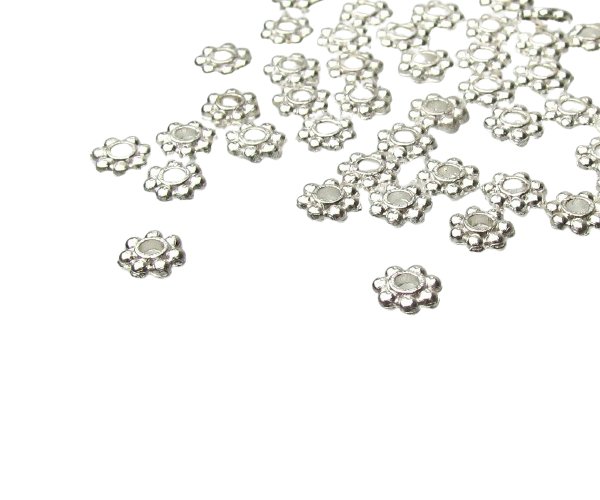 4mm silver daisy spacer beads