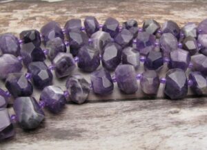 Amethyst faceted nugget beads