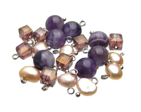 Amethyst, pearl and crystal dangles