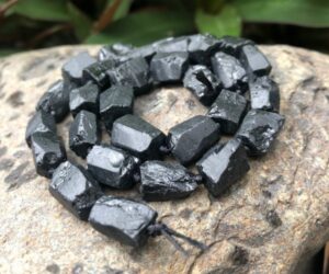 black tourmaline rough nugget gemstone beads