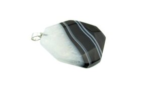 black agate with quartz gemstone pendant