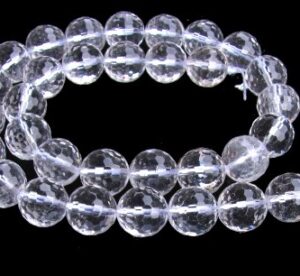 Clear quartz faceted round 12mm beads