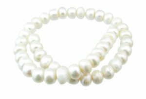 white rondelle button freshwater pearls
