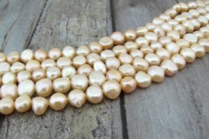 soft peach nugget freshwater pearl beads